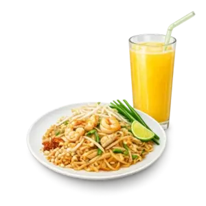Pad Thai and juice